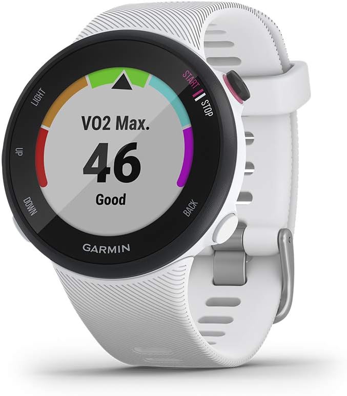 Garmin 010-02156-00 Forerunner 45s, 39MM Easy-to-Use GPS Running Watch with Garmin Coach Free Training Plan Support, White