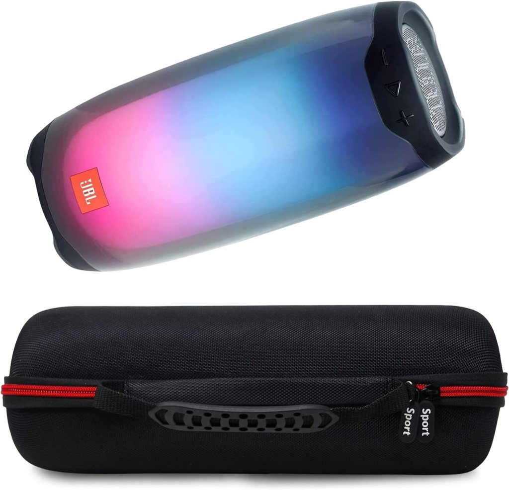 JBL Pulse 4 Waterproof Portable Bluetooth Speaker with 360 Color LED and Deluxe Hardshell Travel Case (Black)