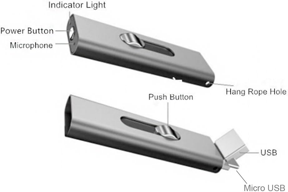 Small Mini Voice Activated Audio Recorder | 94 Hour Storage Capacity (8GB) | 15 Hour Battery | Date  Time Stamp | Easy to Use | Crystal Clear Digital Recording | I8 Droid C Recording Device