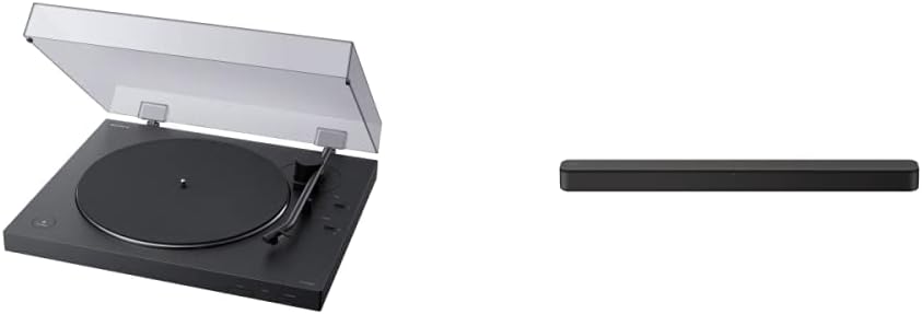 Sony PS-LX310BT Belt Drive Turntable: Fully Automatic Wireless Vinyl Record Player with Bluetooth and USB Output Black  S100F 2.0ch Soundbar with Bass Reflex Speaker, (HTS100F)