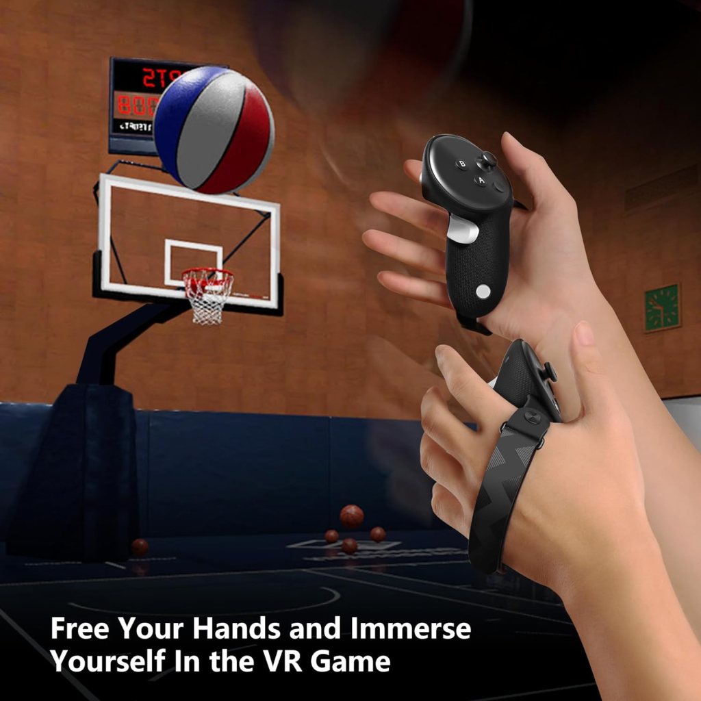 AMVR Upgraded Controller Grips Cover Compatible with Meta/Oculus Quest 3 Accessories, with Battery Opening Cover and Knuckle Straps Protector