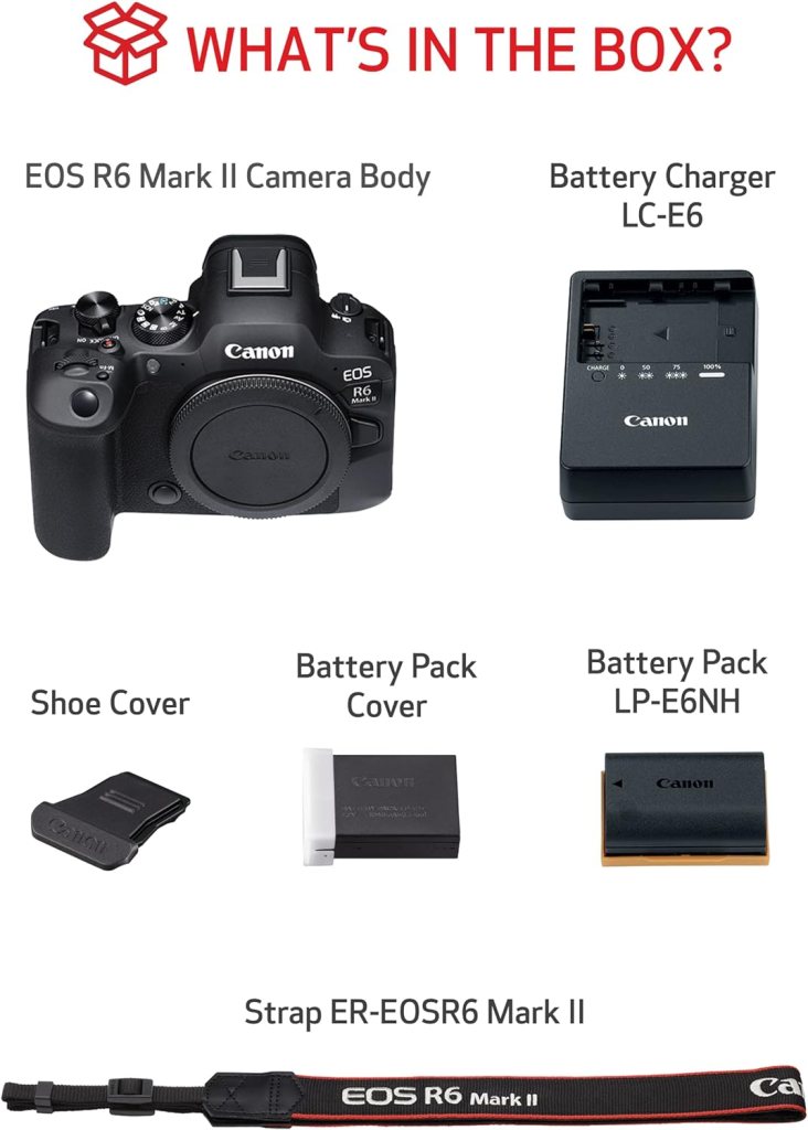 Canon EOS R6 Mark II - Full Frame Mirrorless Camera (Body Only) - Still  Video - 24.2MP, CMOS, Continuous Shooting - DIGIC X Image Processing - 6K Video Oversampling - Advanced Subject Detection