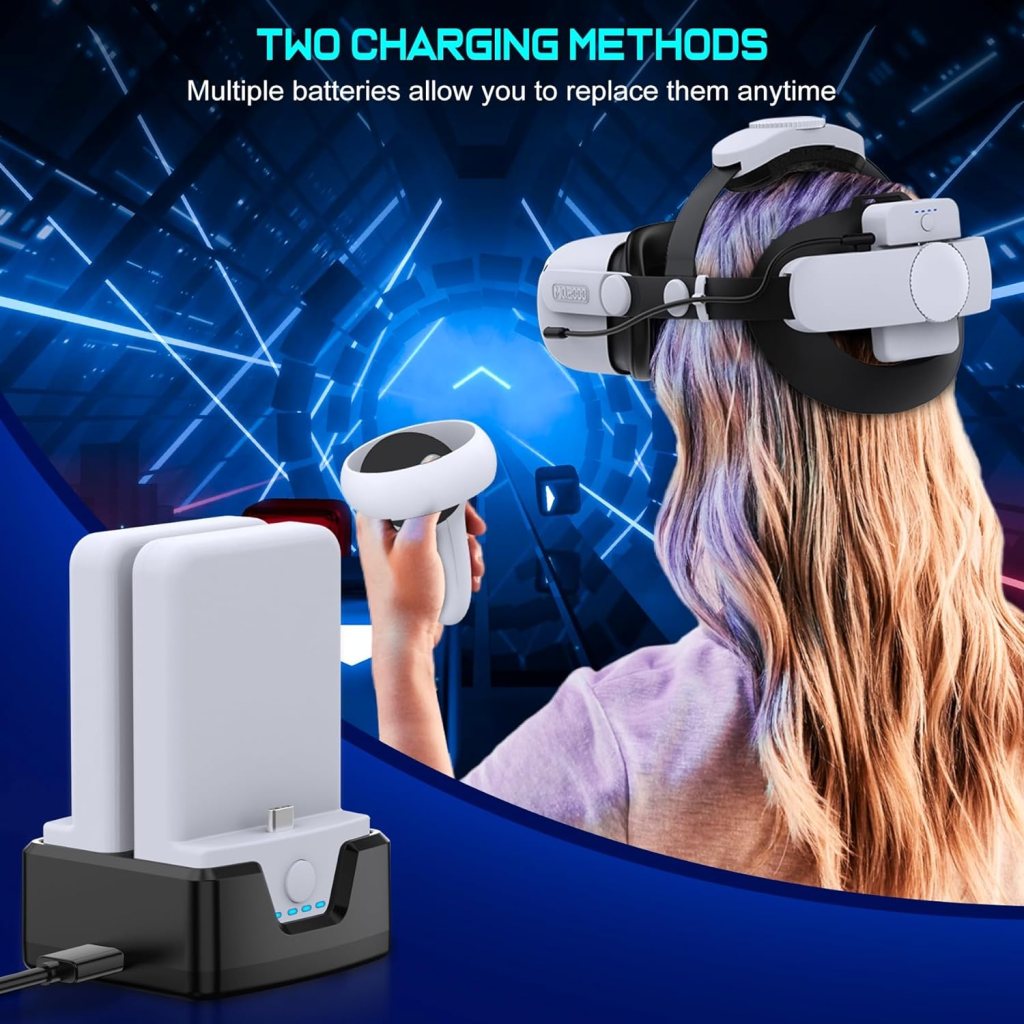 Comfort-Head-Strap Compatible with Oculus-Quest 2, Replacement for Mate-Quest 2 Elite-Strap, Super Soft and Skin Friendly PU Surface, Adjustable,Enhanced Support and Comfort in VR Headset（No Battery）