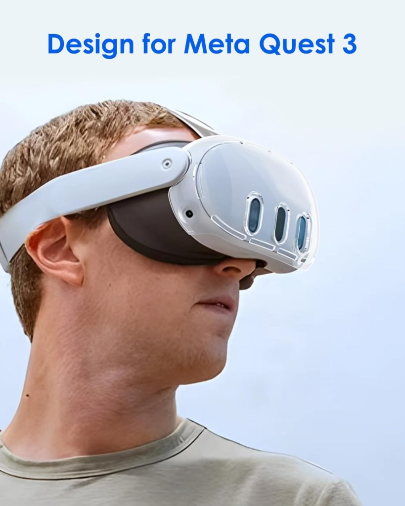 DUXICEPIN Accessories for Meta Quest 3, Protective Shell Cover for Oculus Quest 3, VR Accessories Included Transparent Shell Cover, Lens Tempered Glass Protector, Protective Lens Cover, Joystick Caps.