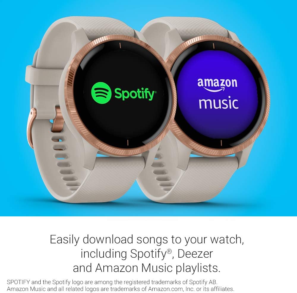 Garmin 010-02173-11 Venu, GPS Smartwatch with Bright Touchscreen Display, Features Music, Body Energy Monitoring, Animated Workouts, Pulse Ox Sensor and More, Black