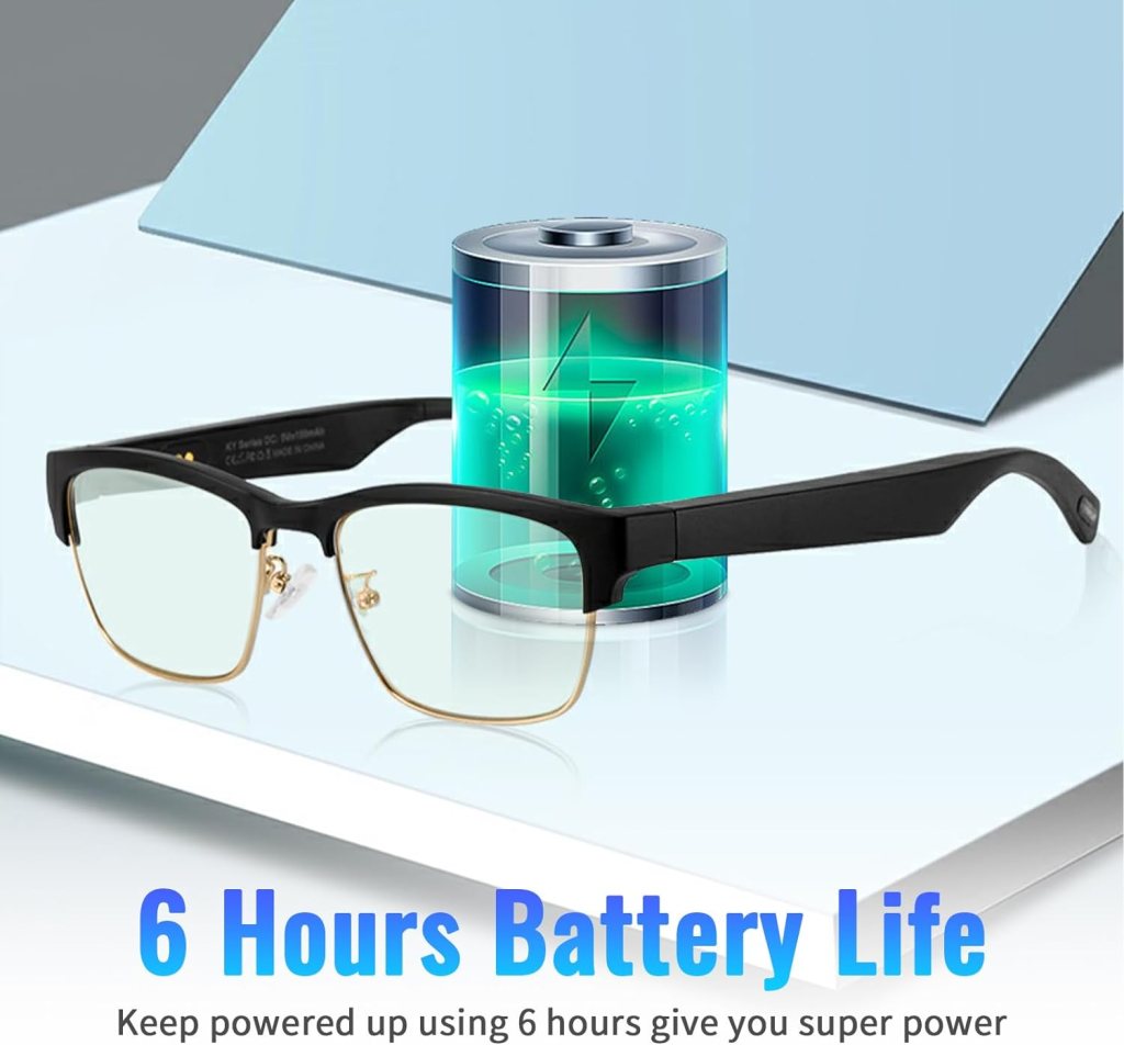 GenXenon Bluetooth Audio Smart Glasses, Blue Light Glasses for women and men, Open Ear sound with Mic  Speakers, Blue light Filter  Polarized Sunglasses Lenses, Voice Assistant(Silver)