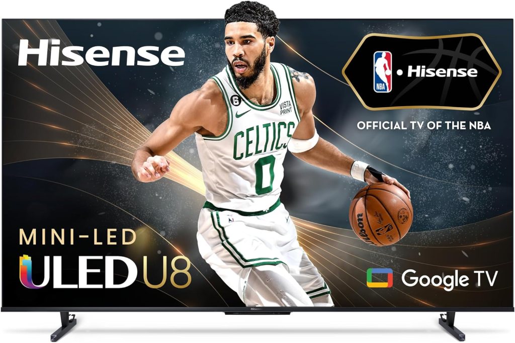 Hisense 55-Inch Class U8 Series ULED Mini-LED Google Smart TV - Quantum Dot Color  HS214 2.1ch Sound Bar with Built-in Subwoofer, 108W, All-in-one Compact Design