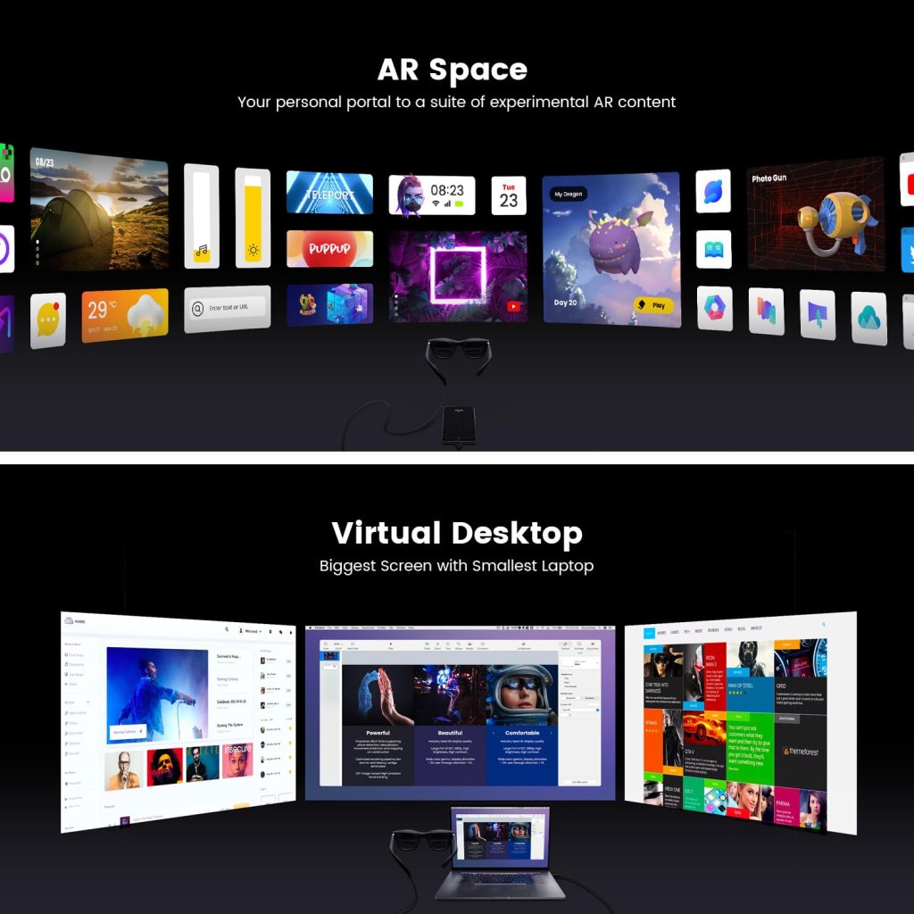 XREAL Air AR Glasses, Formerly Nreal, Smart Glasses with Massive 201 Micro-OLED Virtual Theater, Augmented Reality Glasses, Watch, Stream, and Game on PC/Android/iOS–Consoles Cloud Gaming Compatible XREAL Air AR Glasses, Formerly Nreal, Smart Glasses with Massive 201 Micro-OLED Virtual Theater, Augmented Reality Glasses, Watch, Stream, and Game on PC/Android/iOS–Consoles Cloud Gaming Compatible