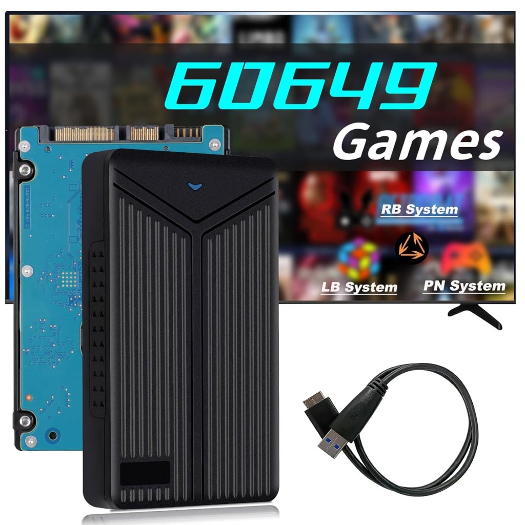 5T Retro Game Console HDD with 63139 Video Games, Emulator Console Compatible with Launchbox/Retrobat Game System, 50 AAA PC Games, Win 8.1/10/11 Plug and Play, SATA 3 to USB 3.0, Up to 6GB/s