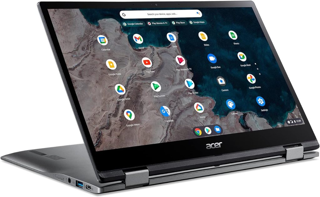 acer Chromebook Spin 513 Convertible Laptop | Qualcomm Snapdragon 7c | 13.3 FHD IPS Touch Corning Gorilla Glass Display | 4GB LPDDR4X | 64GB eMMC | WiFi 5 | Backlit KB | Chrome OS | R841T-S4ZG, Gray