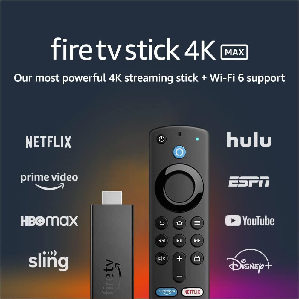 Amazon Fire TV Stick 4K Max streaming device, Wi-Fi 6, Alexa Voice Remote (includes TV controls) Amazon Fire TV Stick 4K Max streaming device, Wi-Fi 6, Alexa Voice Remote (includes TV controls)