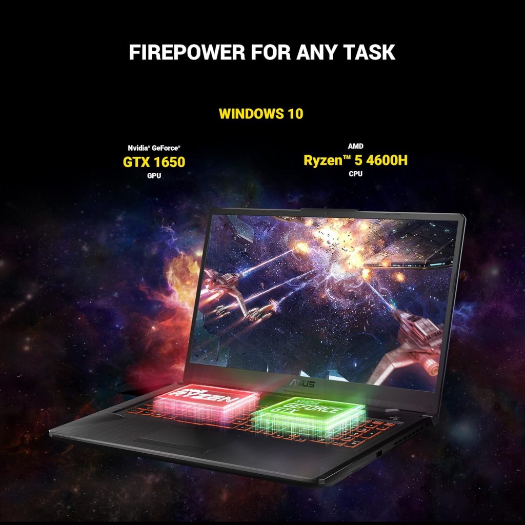 ASUS TUF Gaming A17 Gaming Laptop, 17.3&rdquo; 144Hz FHD IPS-Type Display, AMD Ryzen 5 4600H, GeForce GTX 1650, 8GB DDR4, 512GB PCIe SSD, RGB Keyboard, Windows 11 Home, Bonfire Black Color, FA706IH-RS53