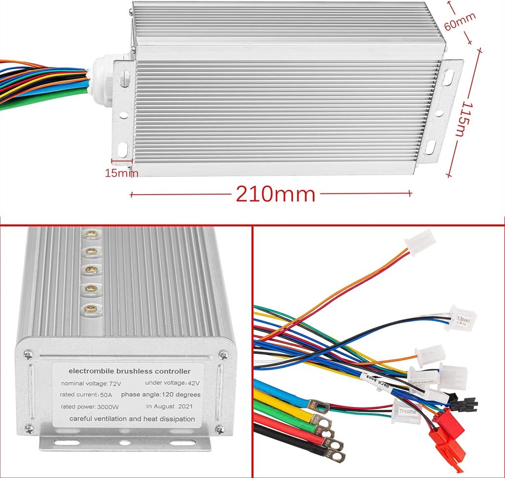 BLDC 72V 3000W Brushless Motor Kit with 24 Mosfet 50A Controller and Throttle for Electric Scooter E Bike Engine Motorcycle DIY Part Conversion Kit BLDC 72V 3000W Brushless Motor Kit with 24 Mosfet 50A Controller and Throttle for Electric Scooter E Bike Engine Motorcycle DIY Part Conversion Kit
