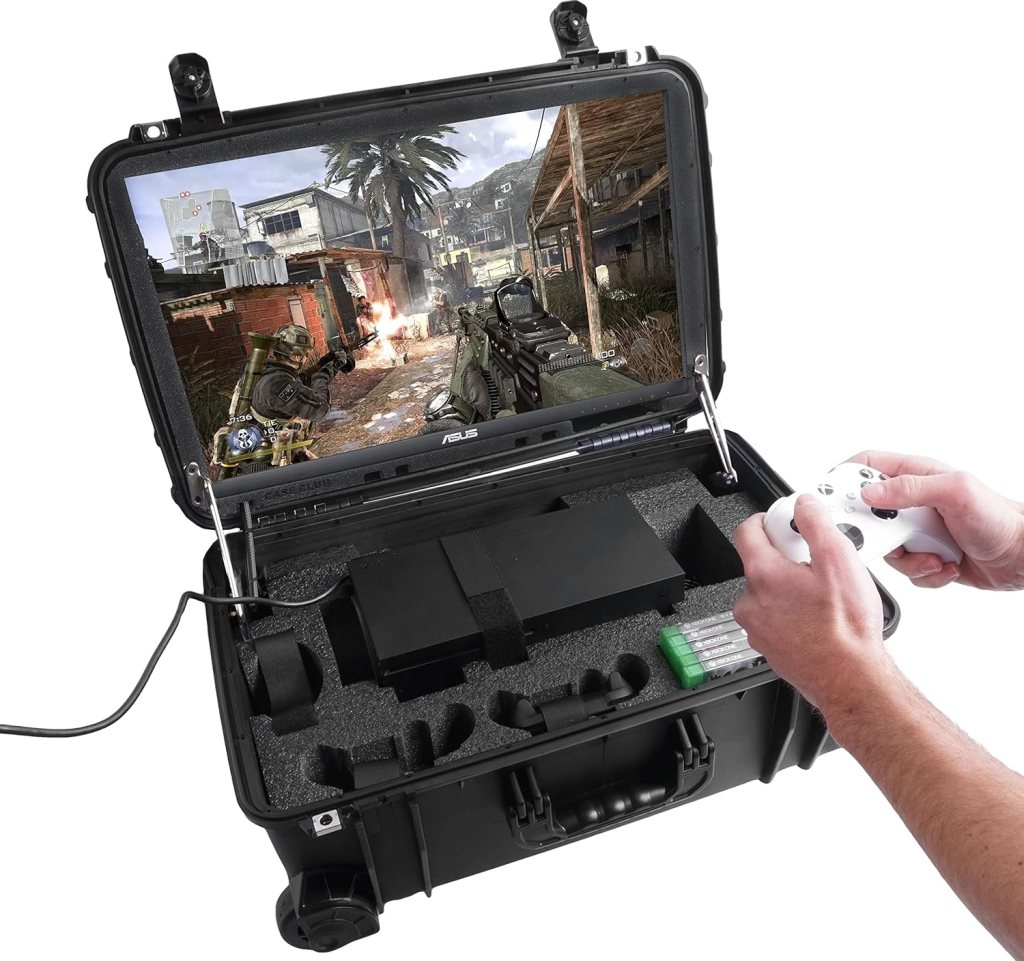 Case Club 4K Gaming Station to Fit Xbox Series Consoles. Comes with Built-in 24 4K Monitor, Cooling Fans, Speakers. Fits Xbox Series Console (S or X), Controllers, Games, (Console NOT Included) Case Club 4K Gaming Station to Fit Xbox Series Consoles. Comes with Built-in 24 4K Monitor, Cooling Fans, Speakers. Fits Xbox Series Console (S or X), Controllers, Games, (Console NOT Included)