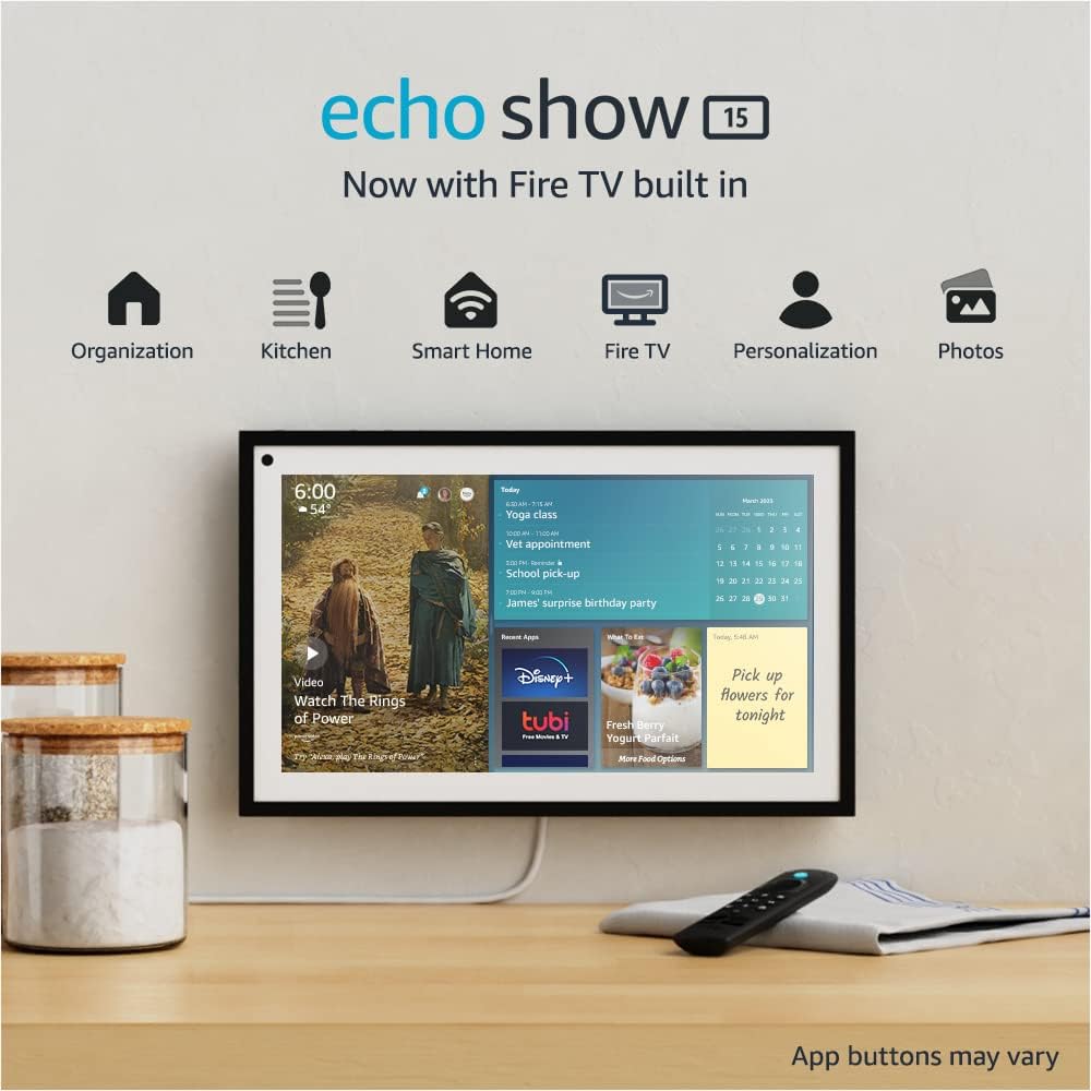 Certified Refurbished Echo Show 15 | Full HD 15.6 smart display with Alexa and Fire TV built in | Remote included