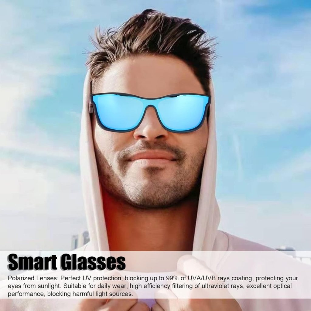 DOVIICO Smart Glasses Bluetooth-Audio Glasses with Speakers Music Glasses, Touch Voice Assistant, Blue Light Lenses, Hands Free Calling, Open Ear Sound Glass(Black)