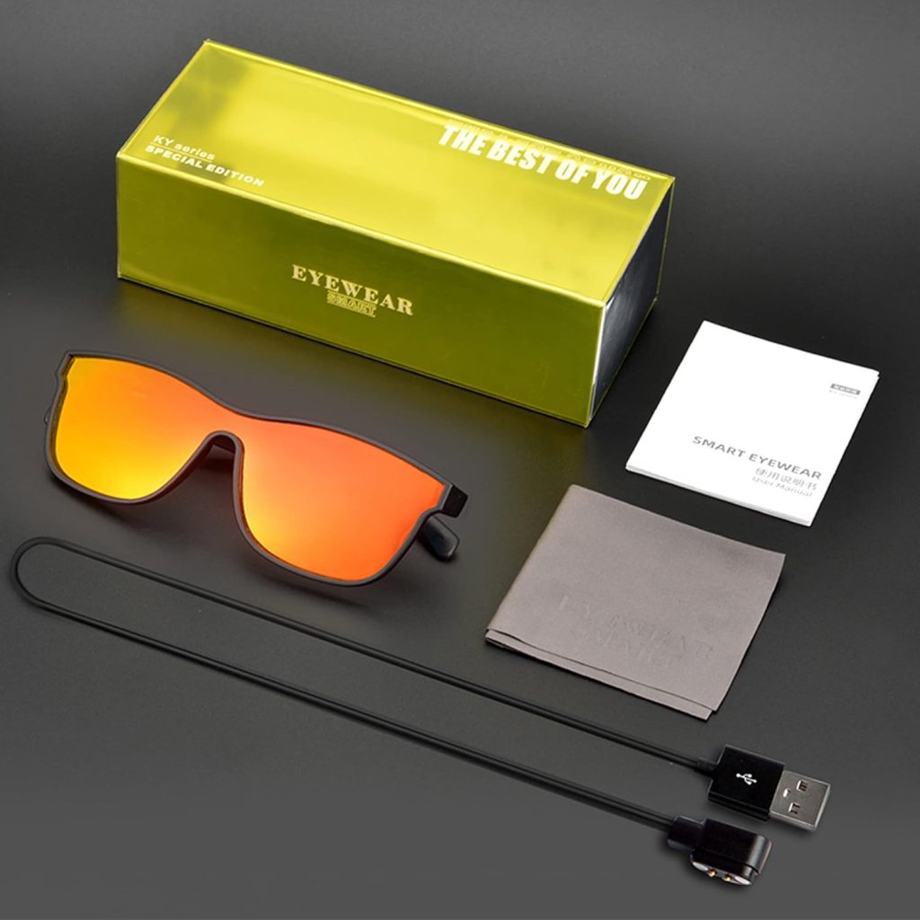 DOVIICO Smart Glasses Bluetooth-Audio Glasses with Speakers Music Glasses, Touch Voice Assistant, Blue Light Lenses, Hands Free Calling, Open Ear Sound Glass(Black)