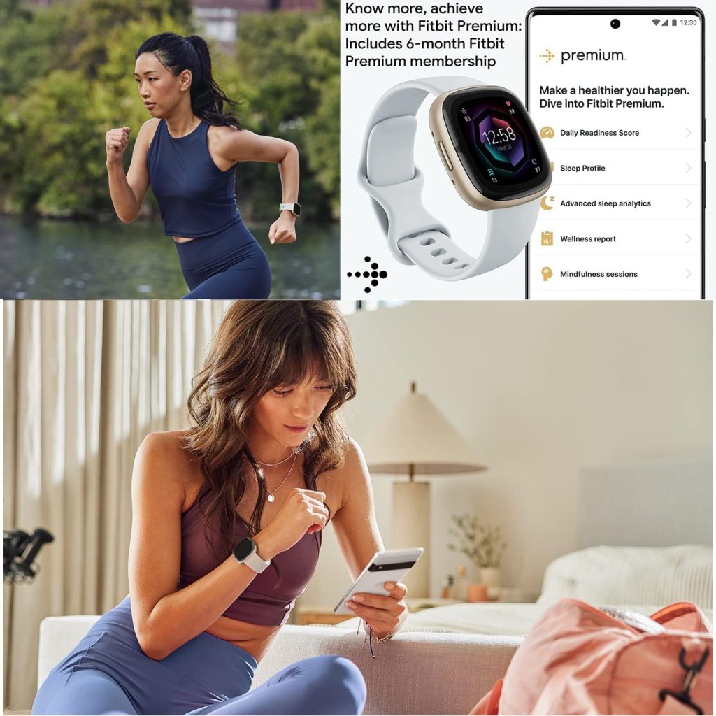 Fitbit Sense 2 Advanced Health and Fitness Smart Watch (Blue Mist) with Manage Stress, ECG, SpO2, GPS, S  L Bands, Bundle with Charger Dock, Wall Adapter, 2 Screen Protectors  PremGear Cloth