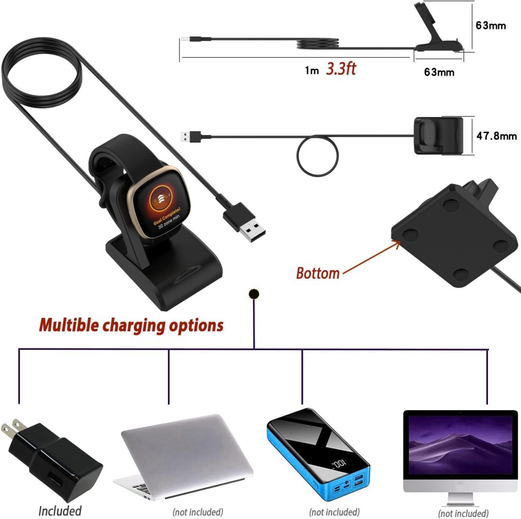 Fitbit Sense 2 Advanced Health and Fitness Smart Watch (Blue Mist) with Manage Stress, ECG, SpO2, GPS, S  L Bands, Bundle with Charger Dock, Wall Adapter, 2 Screen Protectors  PremGear Cloth