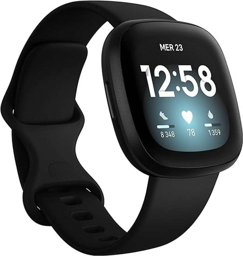 Fitbit Versa 3 Health Fitness Smartwatch with GPS, 24/7 Heart Rate, Alexa Built-in, 6+ Days Battery, Black/Black, One Size (S L Bands Included) Fitbit Versa 3 Health Fitness Smartwatch with GPS, 24/7 Heart Rate, Alexa Built-in, 6+ Days Battery, Black/Black, One Size (S L Bands Included)