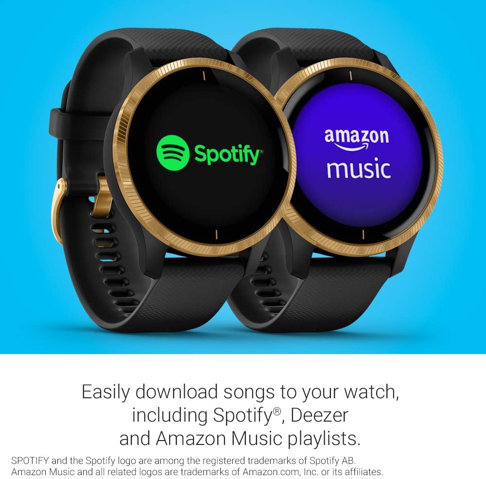 Garmin 010-02173-11 Venu, GPS Smartwatch with Bright Touchscreen Display, Features Music, Body Energy Monitoring, Animated Workouts, Pulse Ox Sensor and More, Black