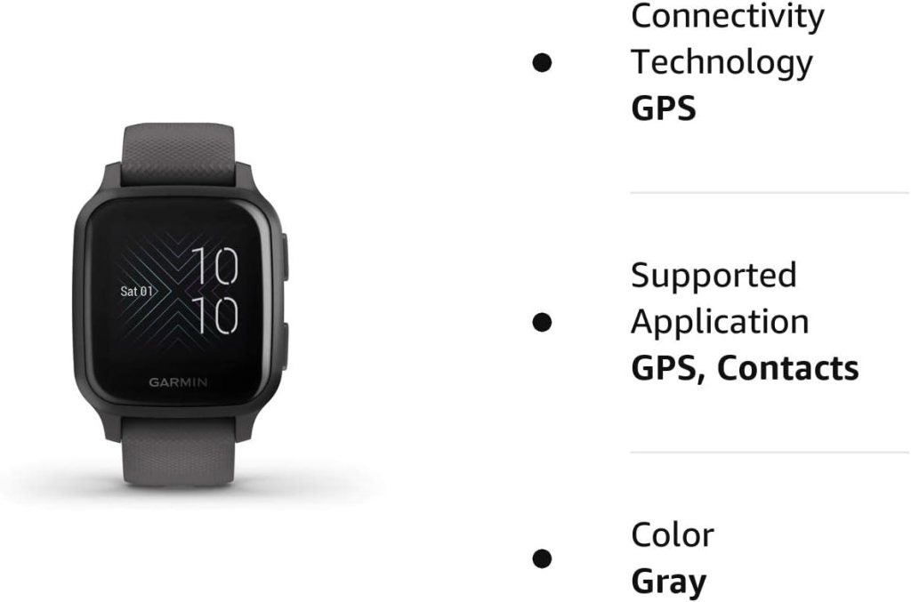 Garmin 010-02427-00 Venu Sq, GPS Smartwatch with Bright Touchscreen Display, Up to 6 Days of Battery Life, Slate (Renewed)