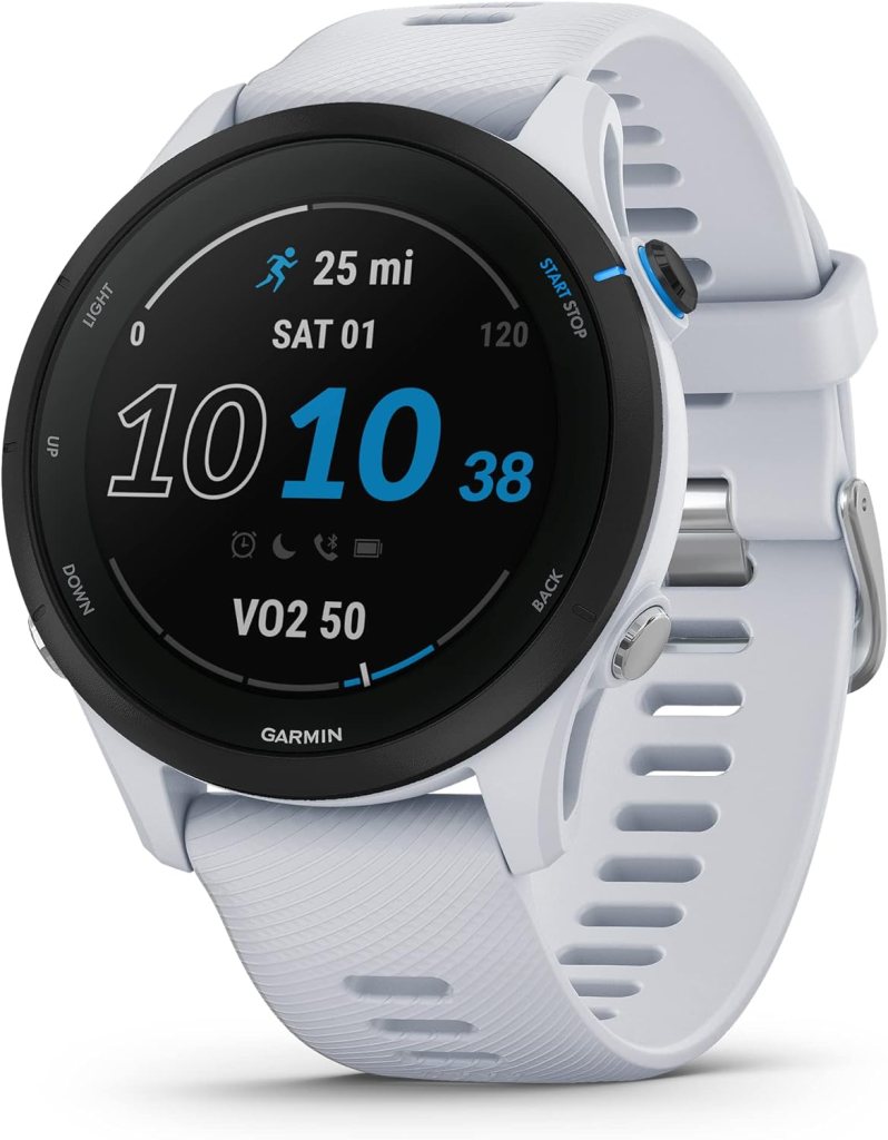 Garmin Forerunner® 255 Music, GPS Running Smartwatch with Music, Advanced Insights, Long-Lasting Battery, White