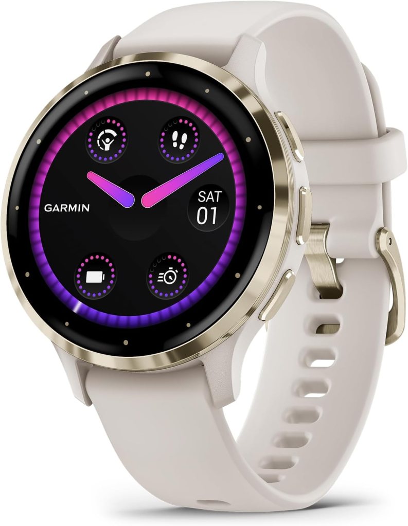 Garmin Venu 3 Slate Stainless Steel Bezel 1.4-Inch AMOLED Touchscreen Display Smart Watch with 45mm Black Case and Silicone Band