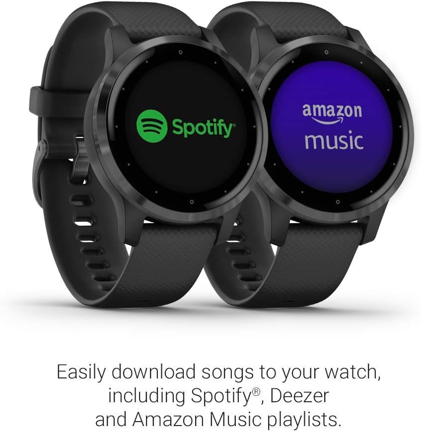 Garmin Vivoactive 4, GPS Smartwatch, Features Music, Body Energy Monitoring, Animated Workouts, Pulse Ox Sensors and More, Black