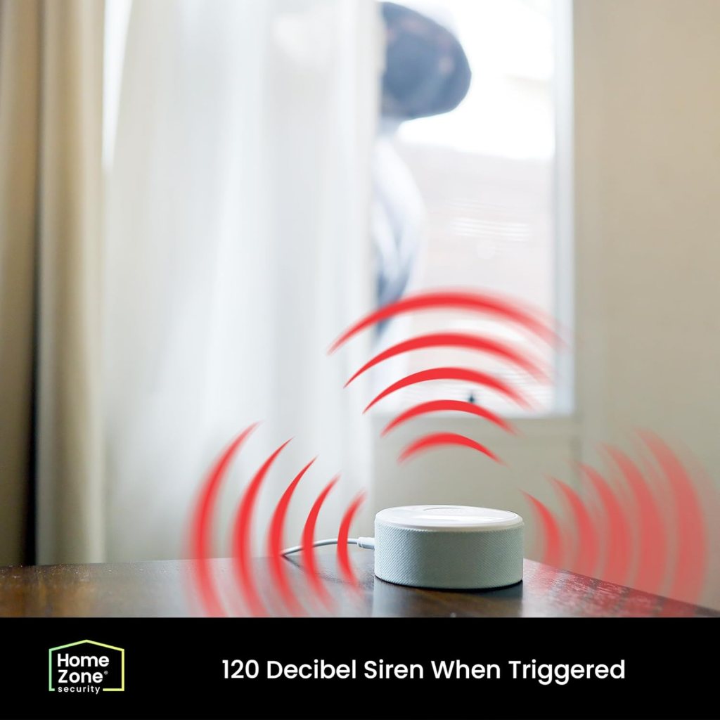 Home Zone Security Smart Wireless Door, Window Sensor and Security Siren Alarm Kit - DIY APP Controlled Security Kit with No Subscription Needed, Batteries Included (5-Pack)