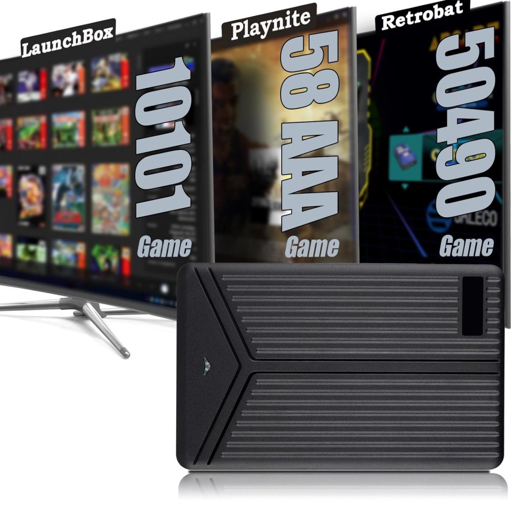 Hyper Base Mix 5T Game HDD with 60649 Video Games, Retro Game Console HDD with 75 Emulators  50 AAA PC Games, Retrobat/Playnite/Launchbox Hard Drive, Plug and Play for PC with Win 8.1/10/11, USB 3.0