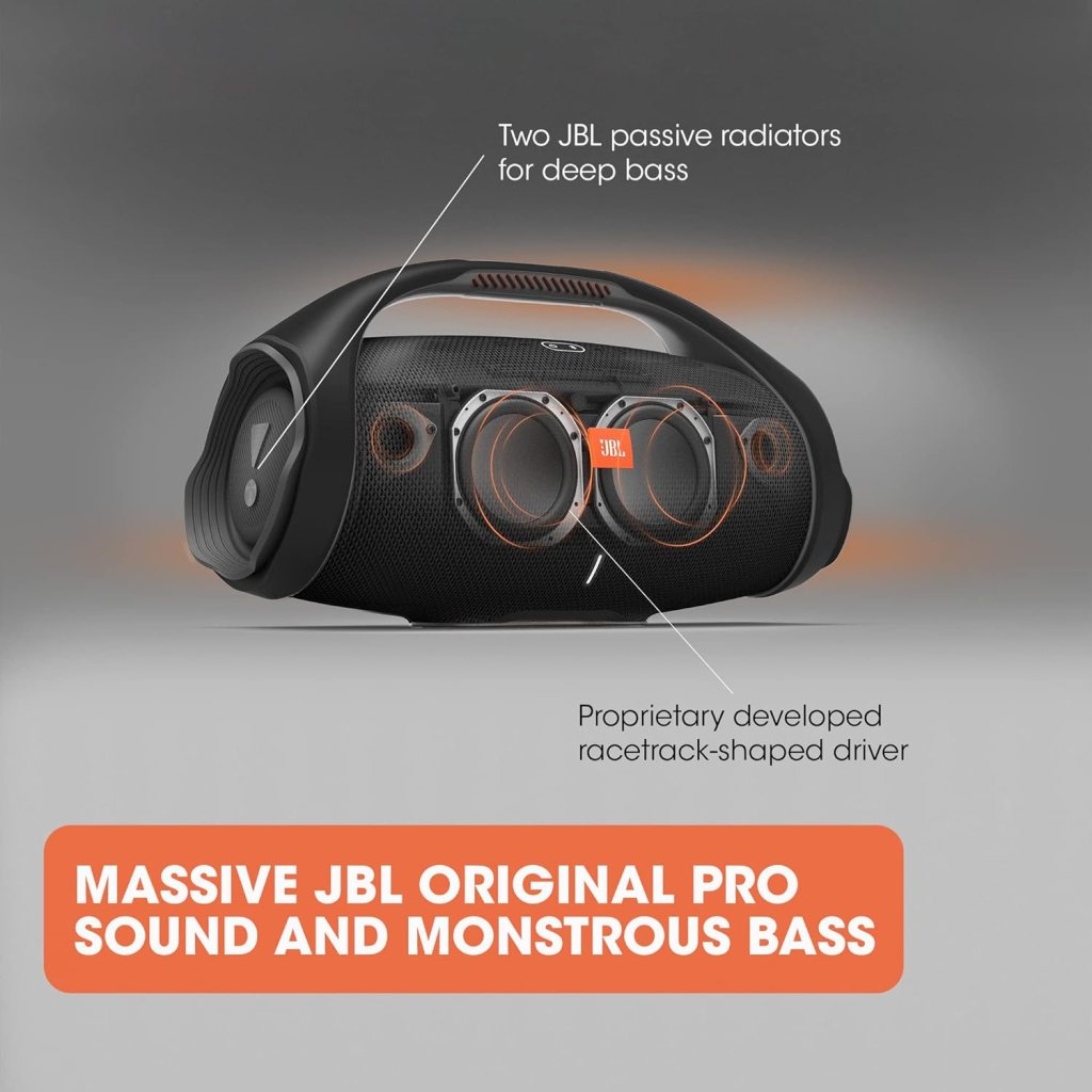 JBL Boombox 2 - Portable Bluetooth Speaker, Powerful Sound and Monstrous Bass, IPX7 Waterproof, 24 Hours of Playtime, Powerbank, JBL PartyBoost for Pairing, for Home and Outdoor(Black)