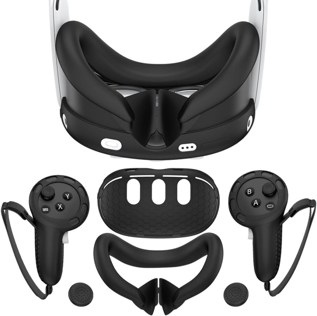 RGEEK Compatible with Quest 3 Accessories, VR Face Cover, VR Shell Cover, for Quest 3 Controller Grips Cover, Protective Joystick Cover for Quest 3