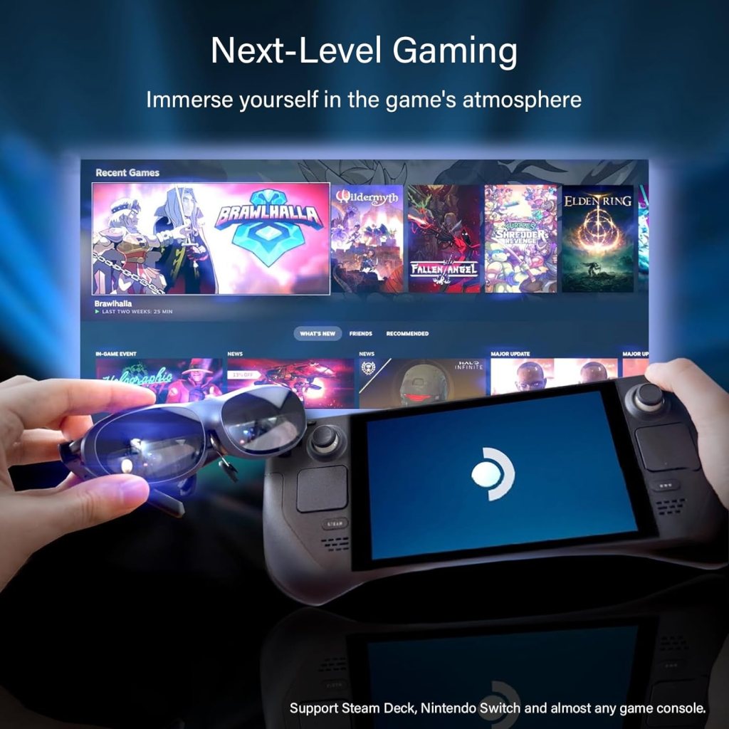 Rokid AR Joy Pack AR Glasses, Android TV Smart Glasses with 360 Micro-OLED Display, Google Play, Media Streaming, HDCP Support  Cloud Gaming, Console, Android, iOS, Windows Compatible