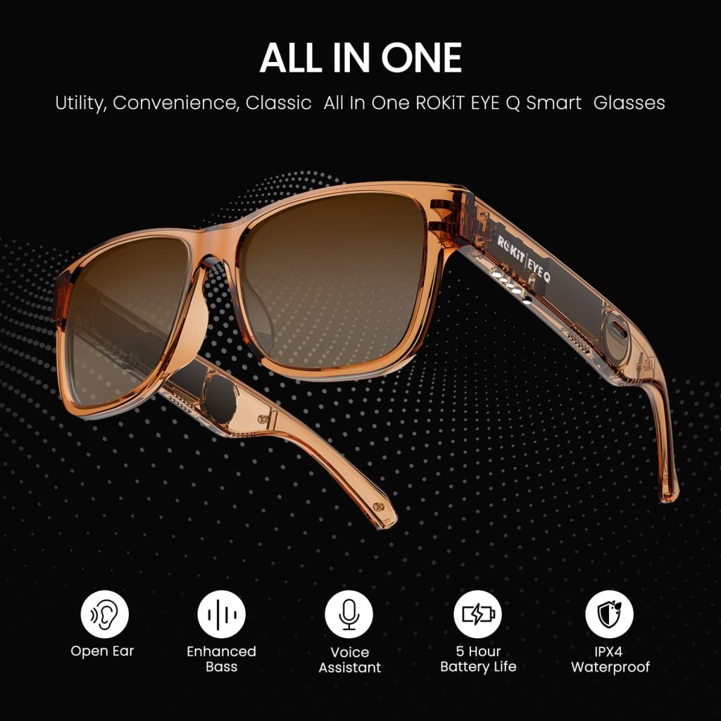 ROKIT Smart Glasses,Blue LightPolarized Lenses,Open Ear Bluetooth Sunglasses Voice Assistant Compatible,Audio Sunglasses ROKIT Smart Glasses,Blue LightPolarized Lenses,Open Ear Bluetooth Sunglasses Voice Assistant Compatible,Audio Sunglasses