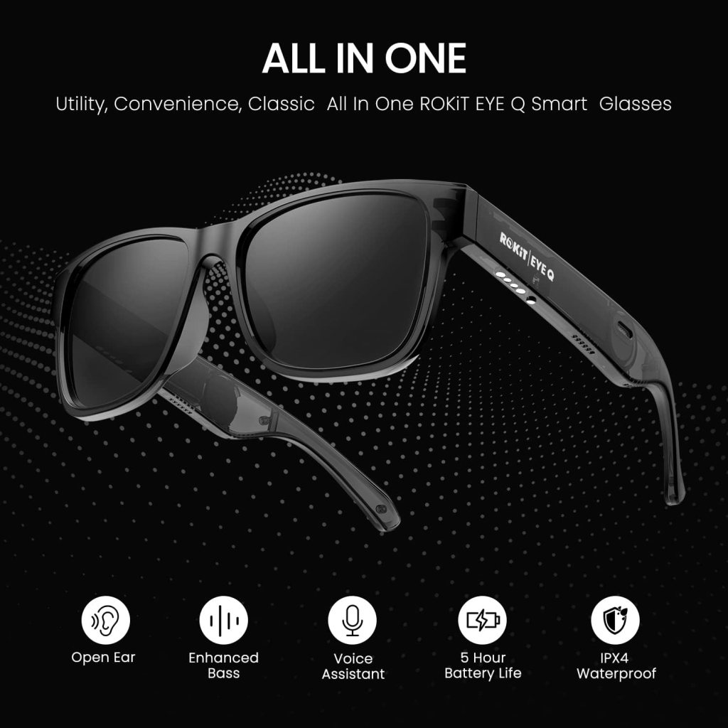 ROKIT Smart Glasses,Blue LightPolarized Lenses,Open Ear Bluetooth Sunglasses Voice Assistant Compatible,Audio Sunglasses ROKIT Smart Glasses,Blue LightPolarized Lenses,Open Ear Bluetooth Sunglasses Voice Assistant Compatible,Audio Sunglasses