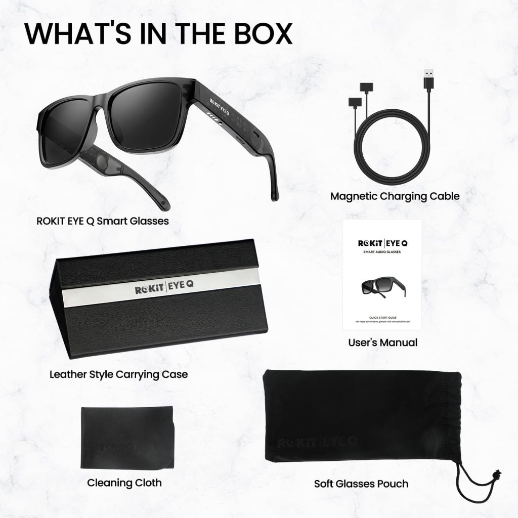 ROKIT Smart Glasses,Blue LightPolarized Lenses,Open Ear Bluetooth Sunglasses Voice Assistant Compatible,Audio Sunglasses ROKIT Smart Glasses,Blue LightPolarized Lenses,Open Ear Bluetooth Sunglasses Voice Assistant Compatible,Audio Sunglasses