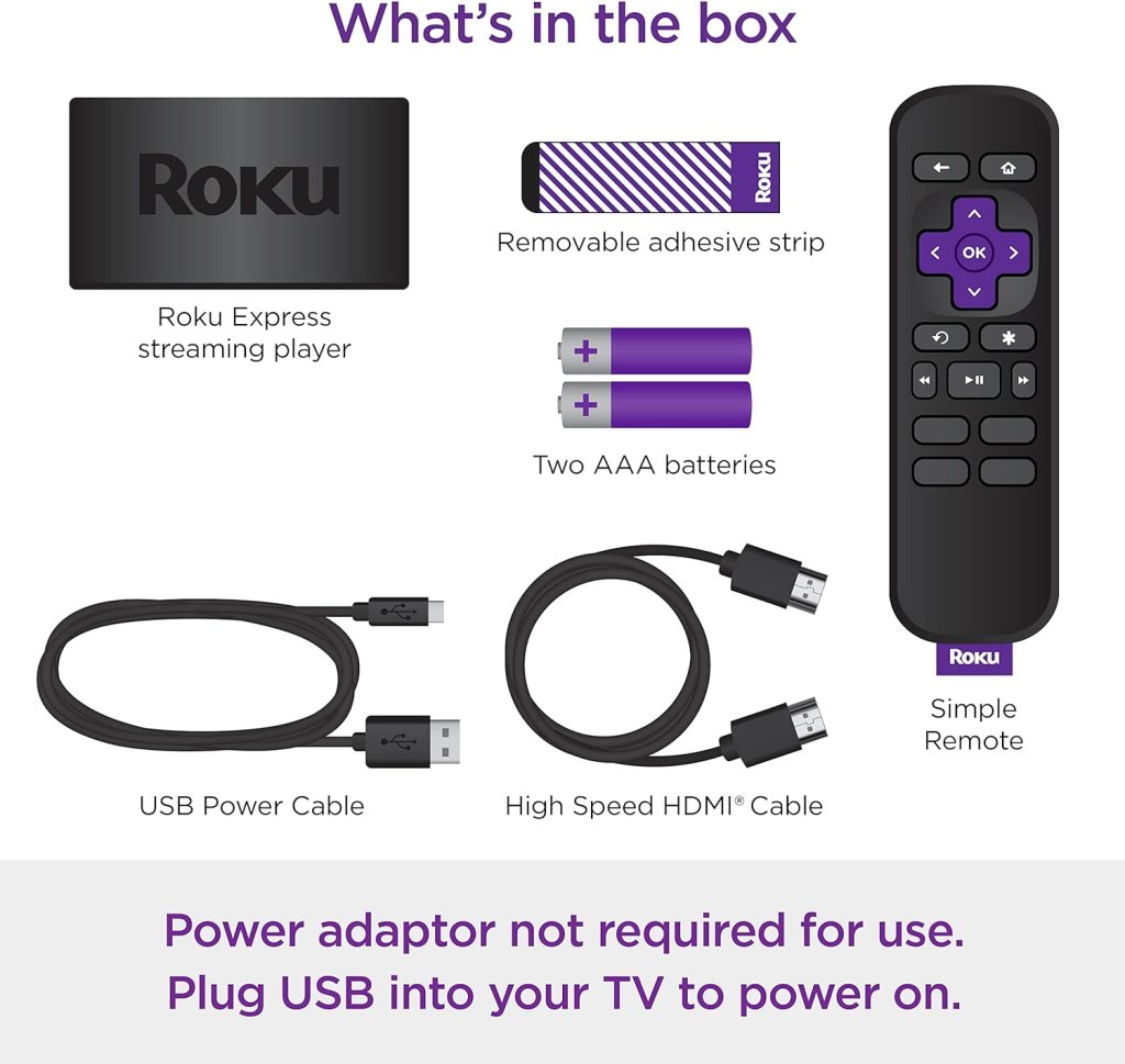Roku Express HD Streaming Device with High-Speed HDMI Cable and Simple Remote, Guided Setup, and Fast Wi-Fi (2022) (Renewed)