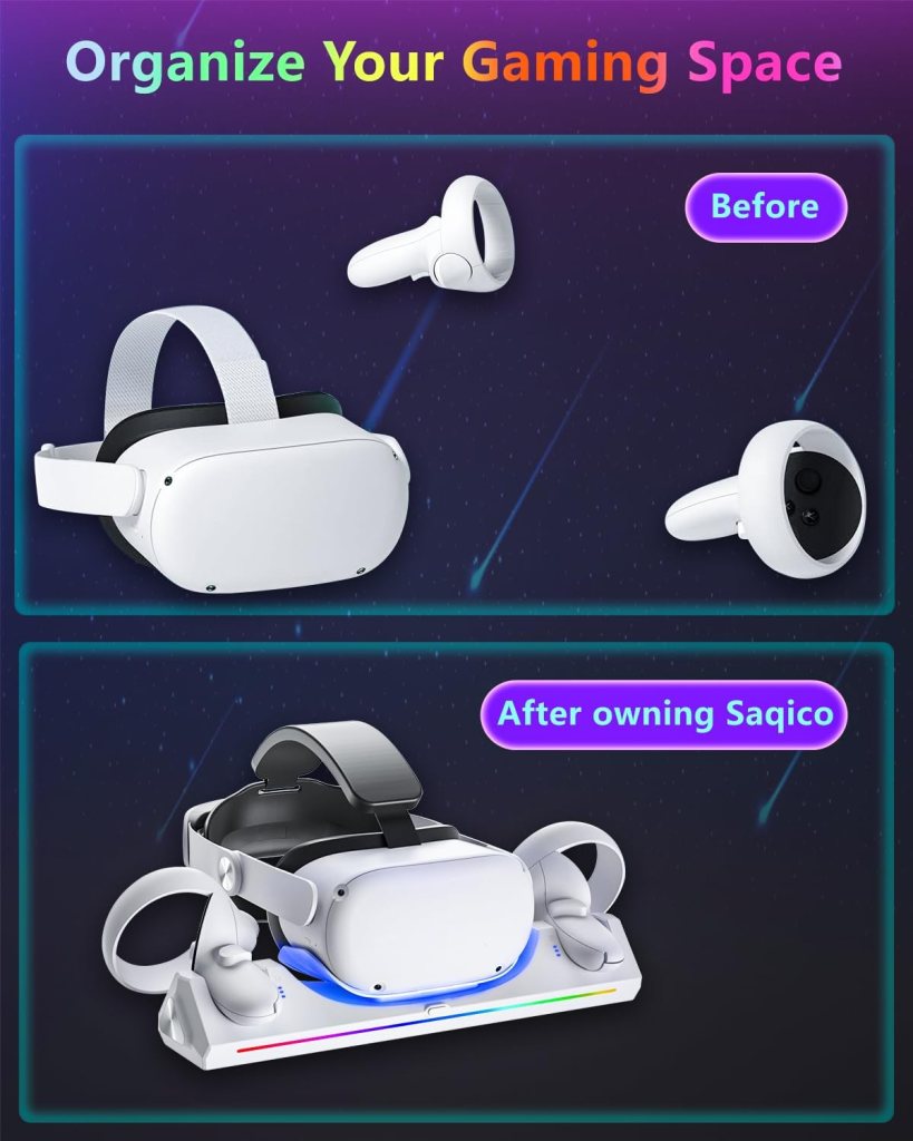 Saqico Battery Pack for Oculus Quest 2, 5000mAh Head Strap Battery Pack Compatible with Oculus/Meta Quest 2 Lightweight and Portable VR Extend Power Accessories for Extra 2-4H Playtime