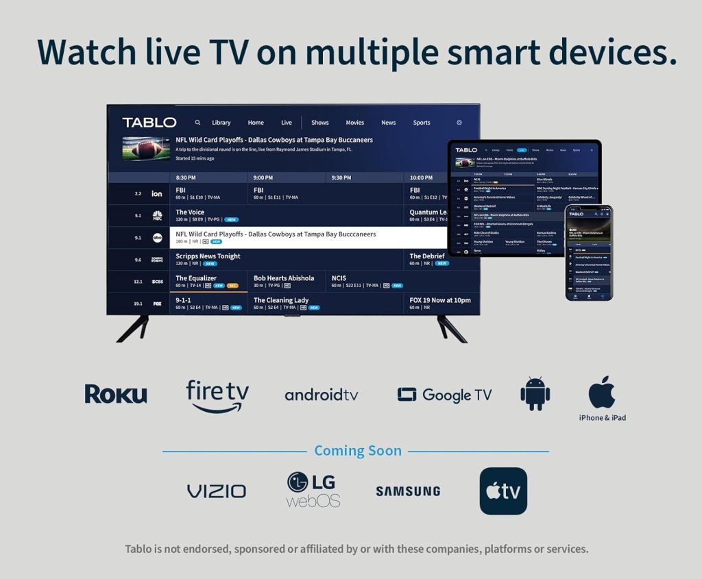Tablo 2-Tuner Over-The-Air (OTA) DVR | Watch  Record Live Broadcast TV Networks  a Collection of Free Live Streaming TV Channels | Whole-Home DVR with Wi-Fi | No subscriptions | 2023 Model