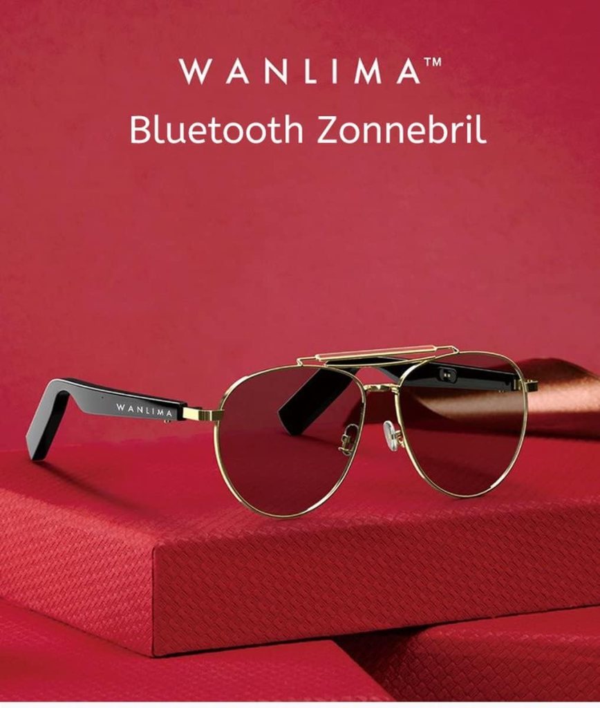 WANLIMA Bluetooth 5.0 Smart Glasses Headset - Gold/Polarized - UV Blocking