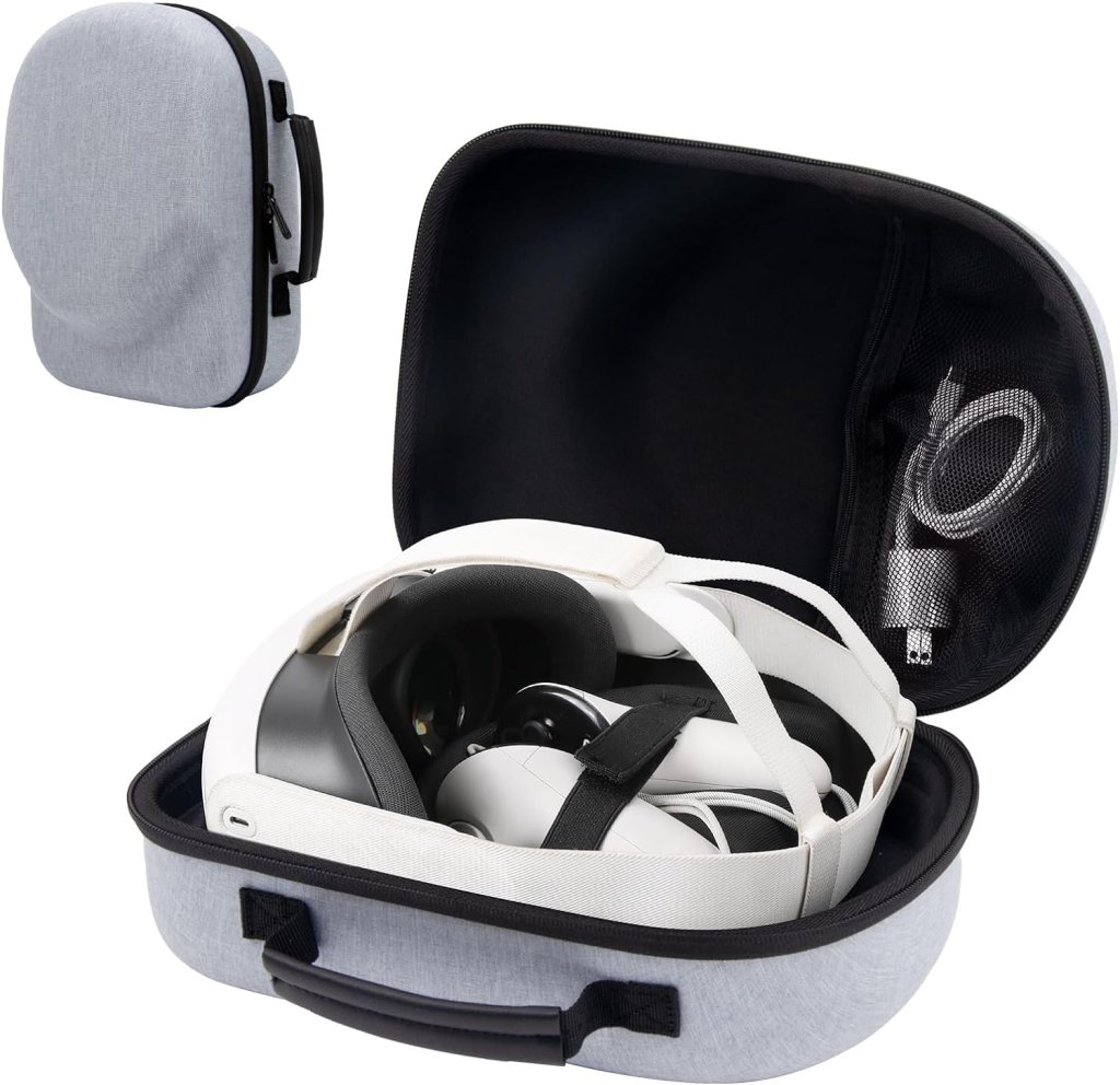XINGFUDAO Hard Case for Meta Quest 3 VR Headset Gaming Controller, Meta Quest 3 Carrying Case with Customized Storage Space, Waterproof Shockproof Portable Bag with Mesh Pocket for Accessories XINGFUDAO Hard Case for Meta Quest 3 VR Headset Gaming Controller, Meta Quest 3 Carrying Case with Customized Storage Space, Waterproof Shockproof Portable Bag with Mesh Pocket for Accessories