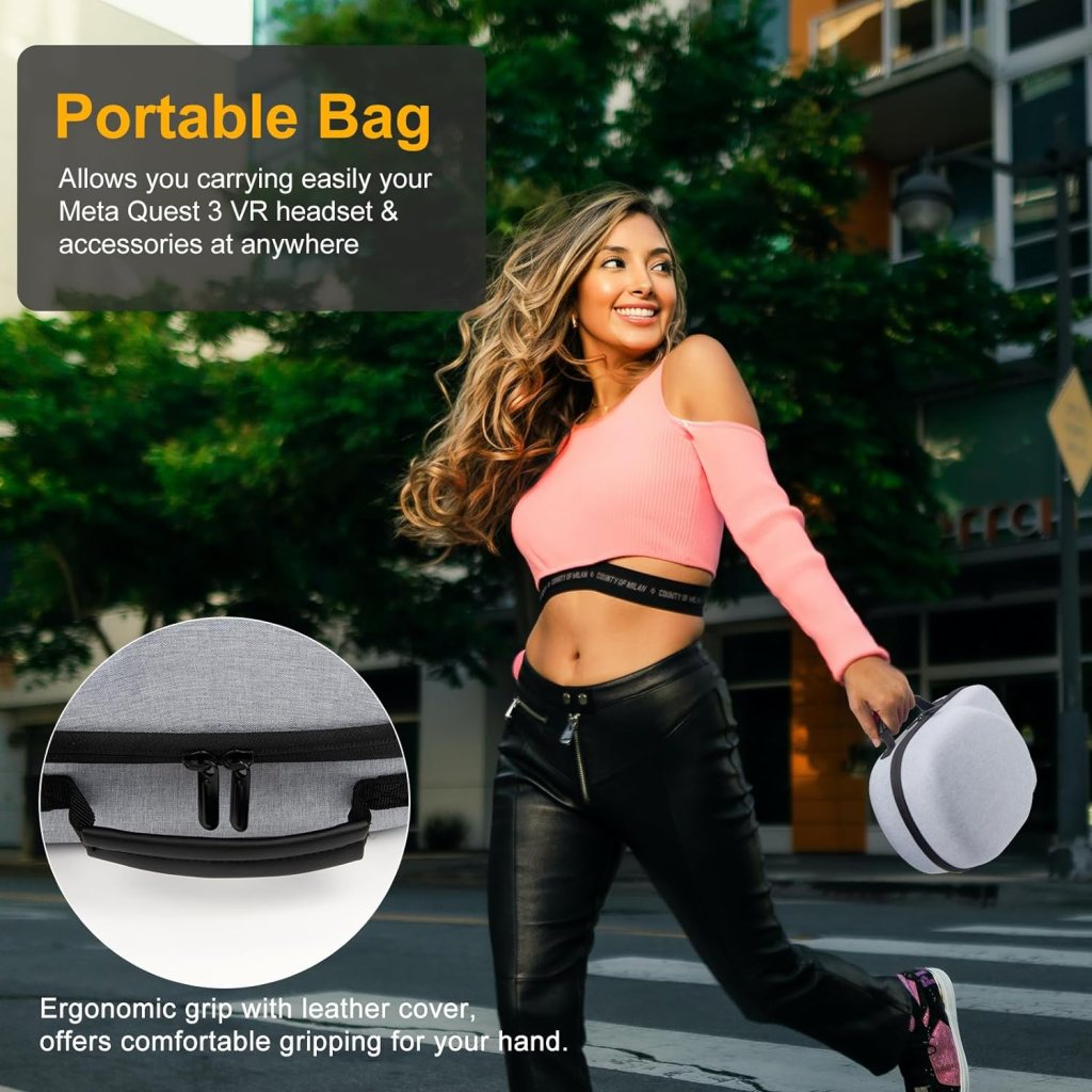XINGFUDAO Hard Case for Meta Quest 3 VR Headset Gaming Controller, Meta Quest 3 Carrying Case with Customized Storage Space, Waterproof Shockproof Portable Bag with Mesh Pocket for Accessories XINGFUDAO Hard Case for Meta Quest 3 VR Headset Gaming Controller, Meta Quest 3 Carrying Case with Customized Storage Space, Waterproof Shockproof Portable Bag with Mesh Pocket for Accessories