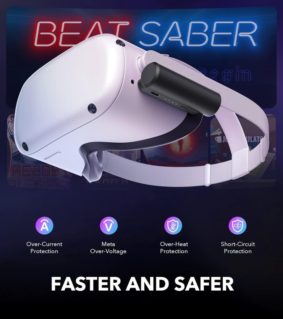 YRXVW Battery Pack Compatible with Oculus/Meta&nbsp;Quest 3/2/Pro, Portable Fast Charging Vr Battery Pack, Light Weight 3300mah Power Black Bank Battery Accessories for Oculus Extra 2-3h Gametime (Black)