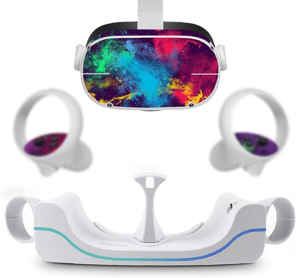 ZyberGears VR Charging Dock for Meta Quest 2, Charging Stand for Oculus Quest 2 Accessories, Wall Mount VR Headset Charger Station with USB-C Charge Cable