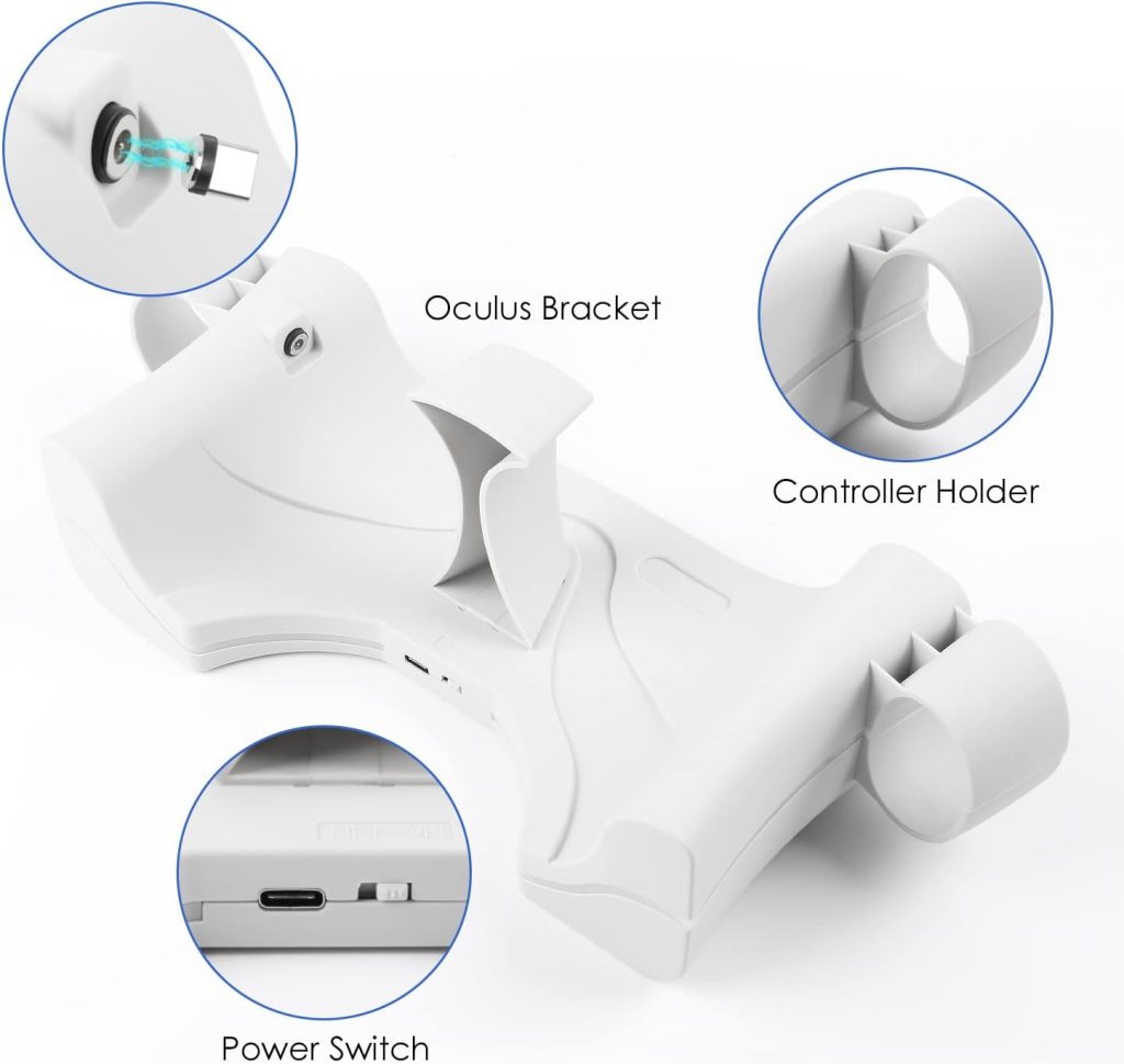 ZyberGears VR Charging Dock for Meta Quest 2, Charging Stand for Oculus Quest 2 Accessories, Wall Mount VR Headset Charger Station with USB-C Charge Cable
