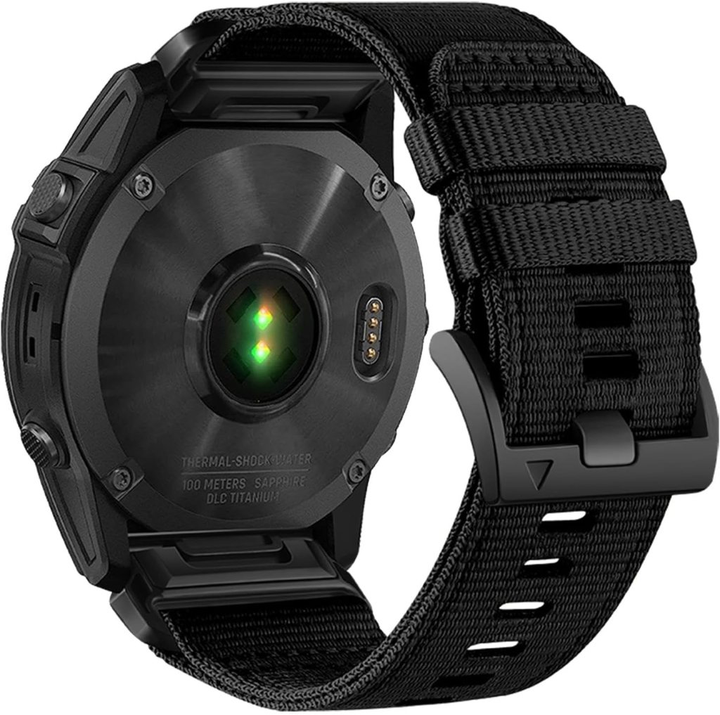 Abanen Upgraded Quick Fit 22mm Nylon Watch Bands for Garmin Fenix 7 / Fenix 6 / Fenix 5 / EPIX 2, Adjustable Woven Nylon Webbing Sports Wrist Strap with Stainless Steel Clasp for Forerunner 955, MARQ