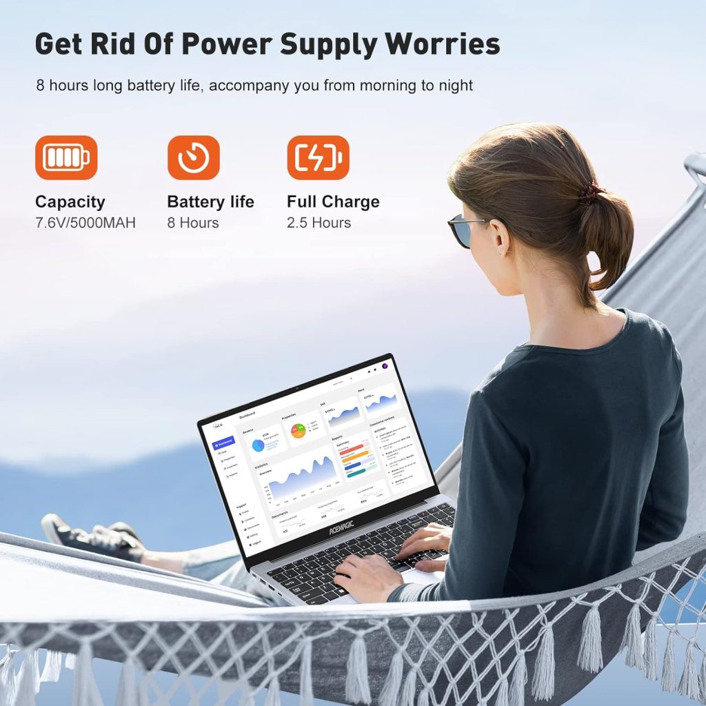 ACEMAGIC Laptop Computer, 16GB DDR4 512GB SSD, 15.6 Inch Laptop with Intel Quad-Core N95(Up to 3.4GHz), Metal Shell, BT5.0, 5G WiFi, USB3.2, Type_C, Webcam, Long Battery Life, 180° Open Angle ACEMAGIC Laptop Computer, 16GB DDR4 512GB SSD, 15.6 Inch Laptop with Intel Quad-Core N95(Up to 3.4GHz), Metal Shell, BT5.0, 5G WiFi, USB3.2, Type_C, Webcam, Long Battery Life, 180° Open Angle