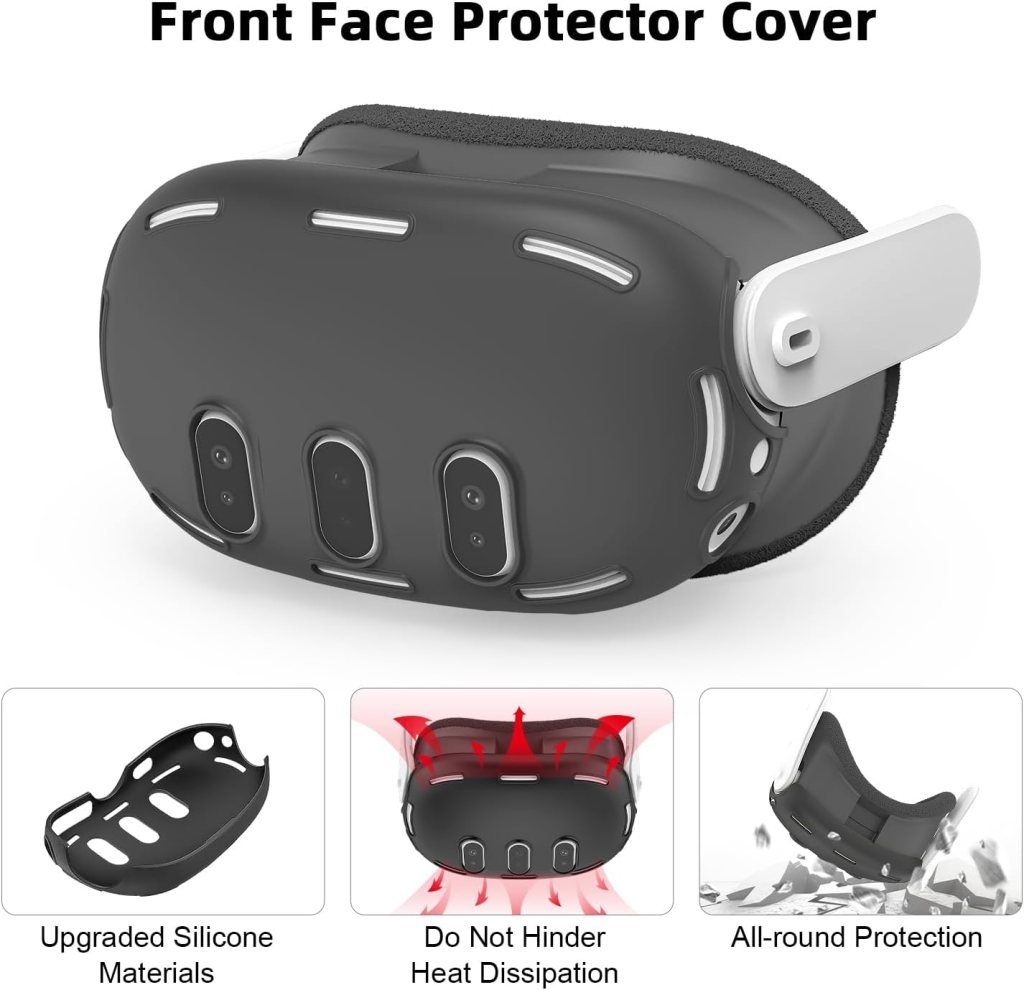 AIXOTO VR Silicone ECO Accessories for Meta Quest 3, Protective Case Set for Oculus Quest 3, Face Cover, Controller Grip, Shell Cover, Lens Cover, Disposable Eye Cover(Accessories for Quest 3, Red)