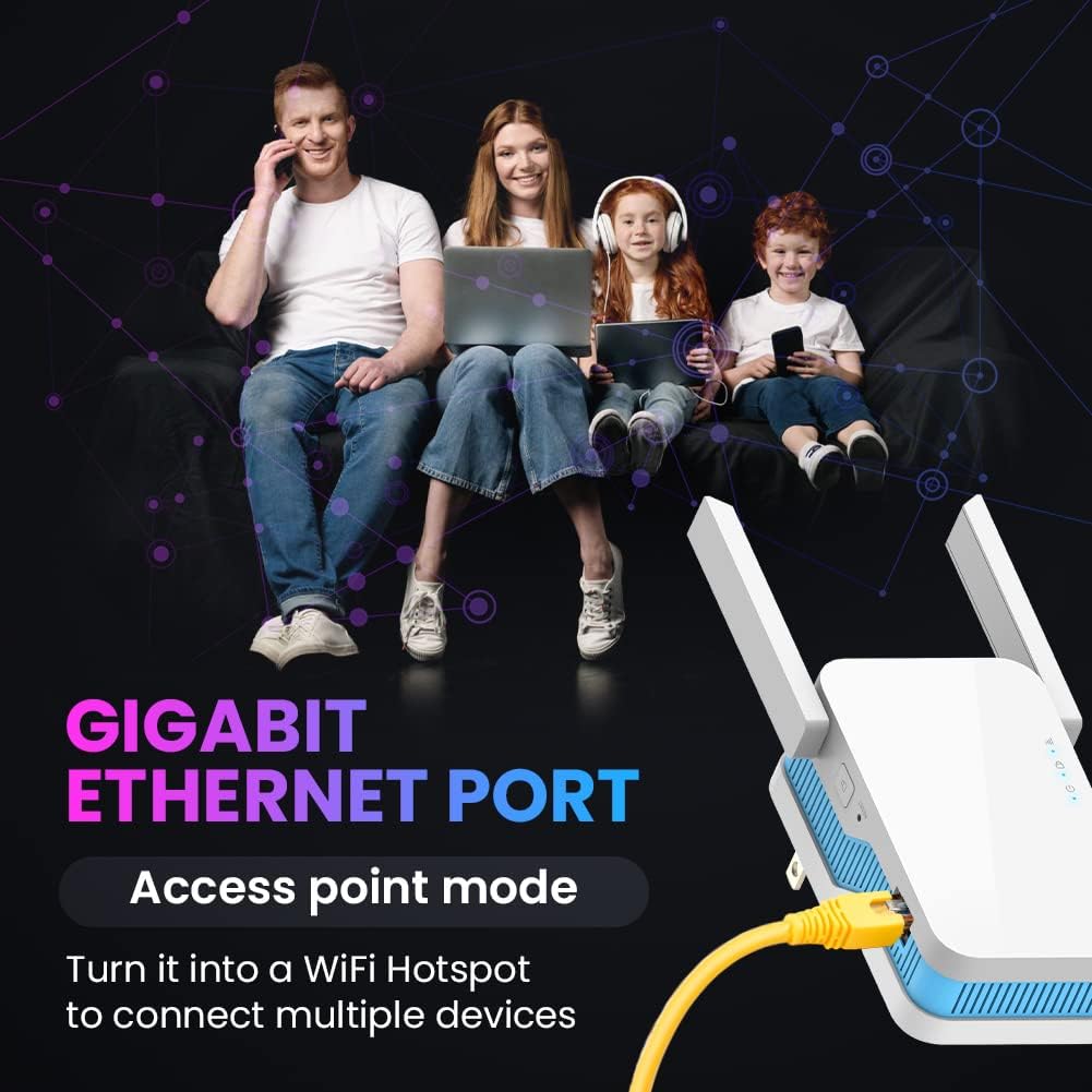 All-New 2023 WiFi Extender 1.2Gb/s Signal Booster – Dual Band 5GHz  2.4GHz, New Generation up to 4X Faster, Longest Range Than Ever Super Antennas, Signal Amplifier w/Ethernet Port, Alexa Compatible